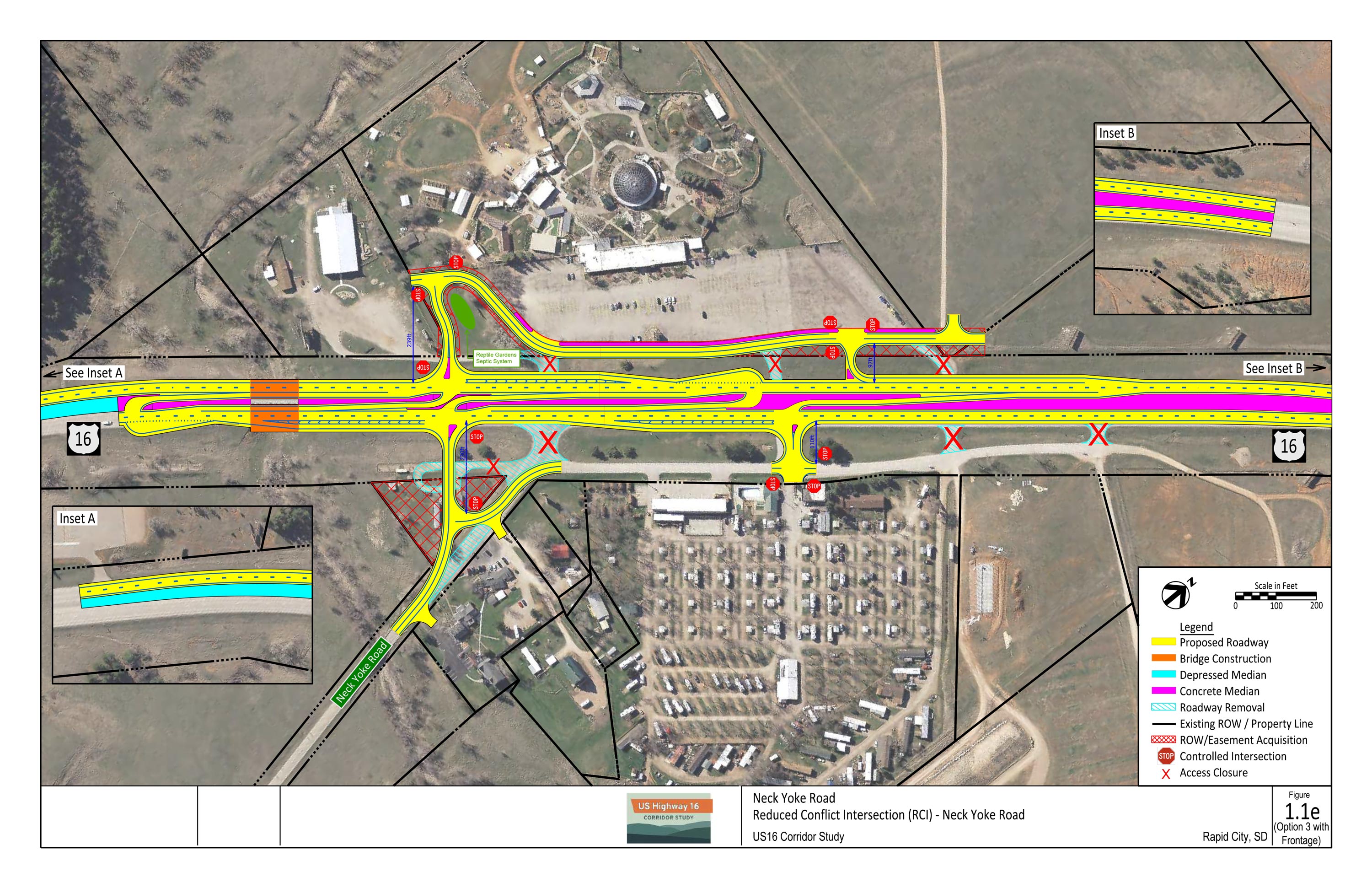 Scenario 1.1e with frontage roads diagram