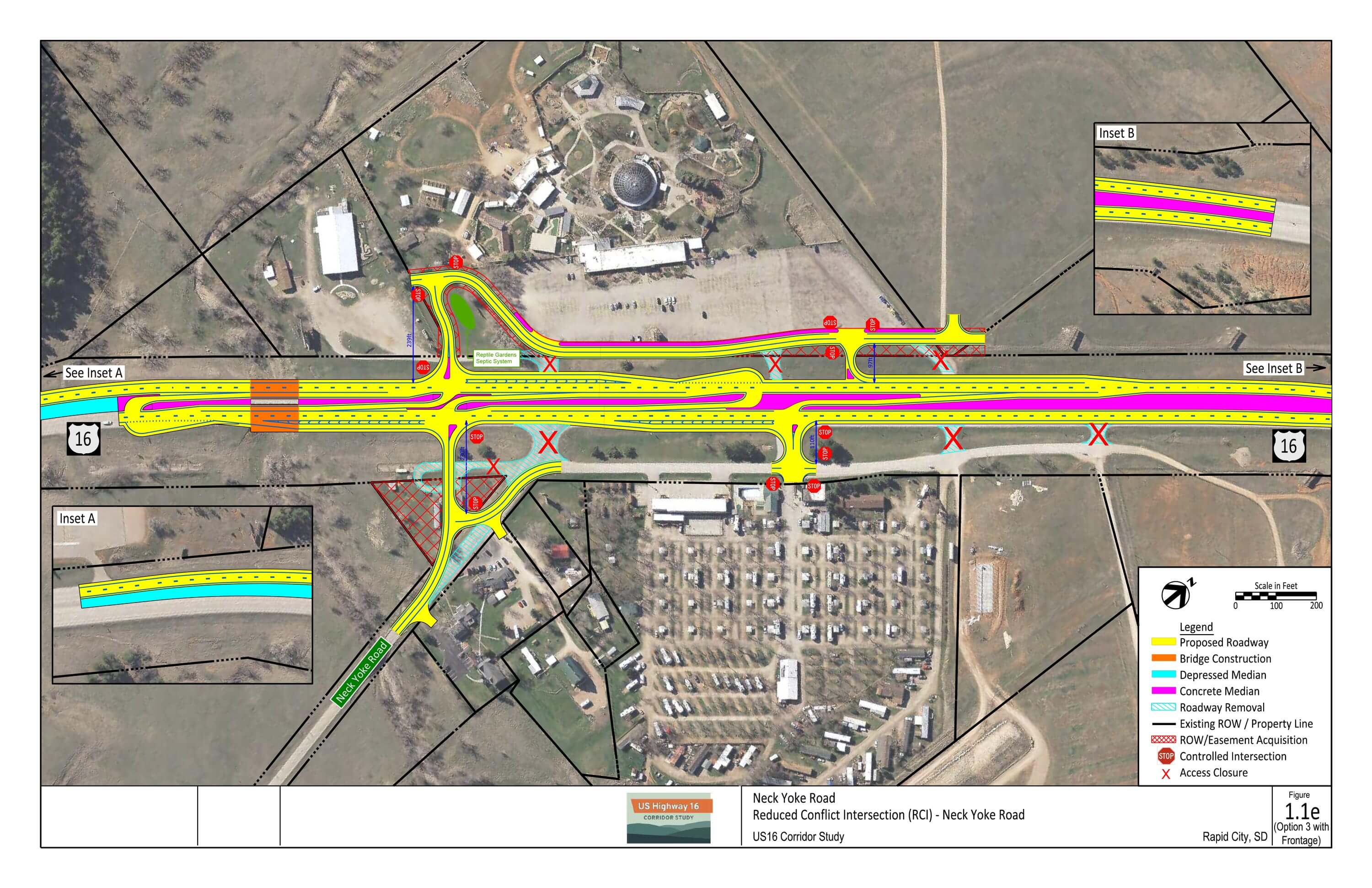 Scenario 1.1e with frontage roads diagram