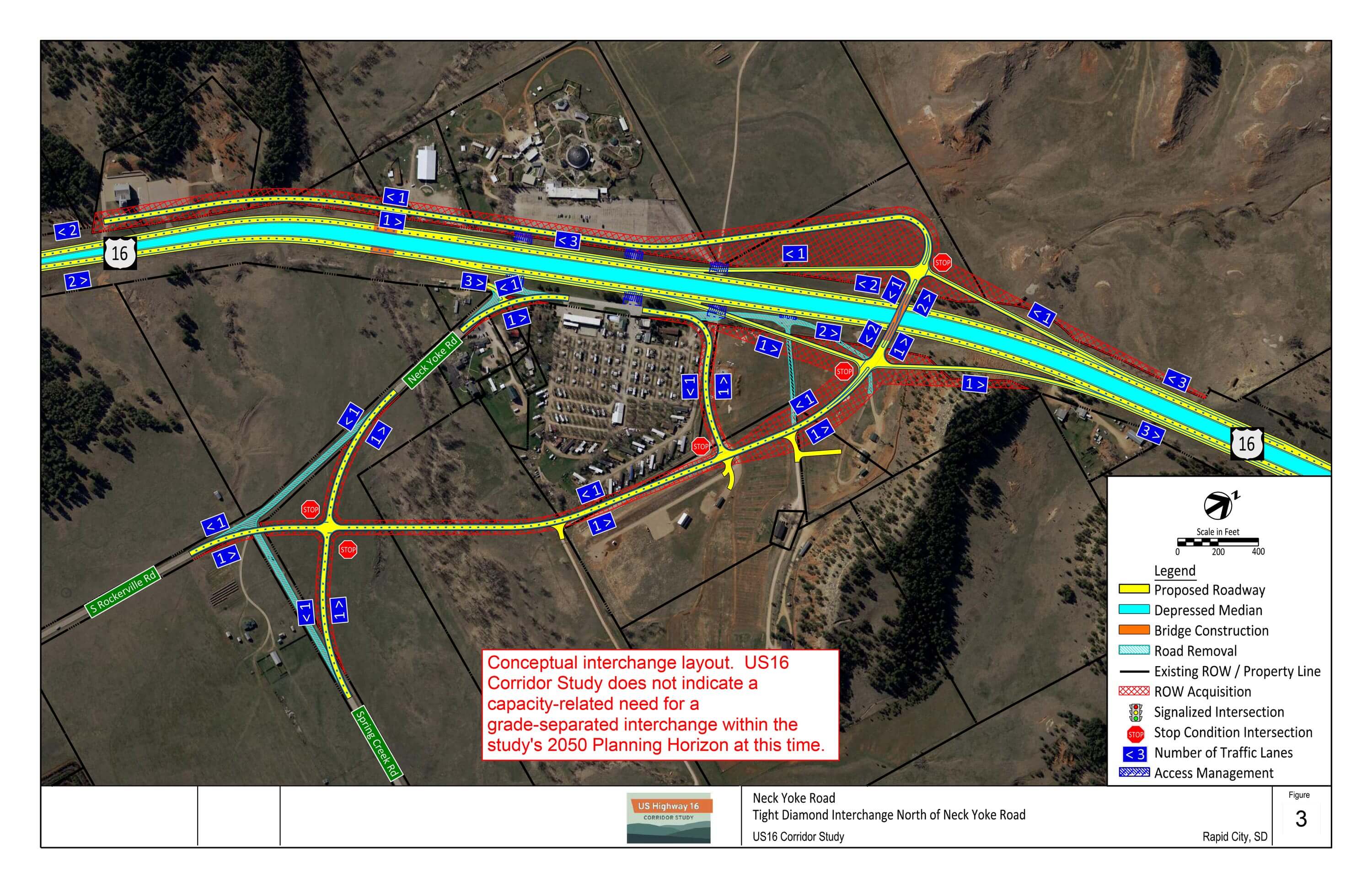 Scenario 1: Tight diamond interchange layout